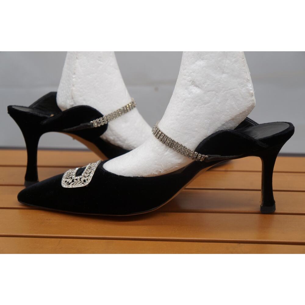 Manolo Blahnik RARE velvet high heels shoes with crystals size 38 EU / 8 US - Picture 11 of 14